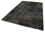 Handmade Patchwork Rug - Black Patchwork Carpet Cotton Wool Blend 6'4''x9'10''