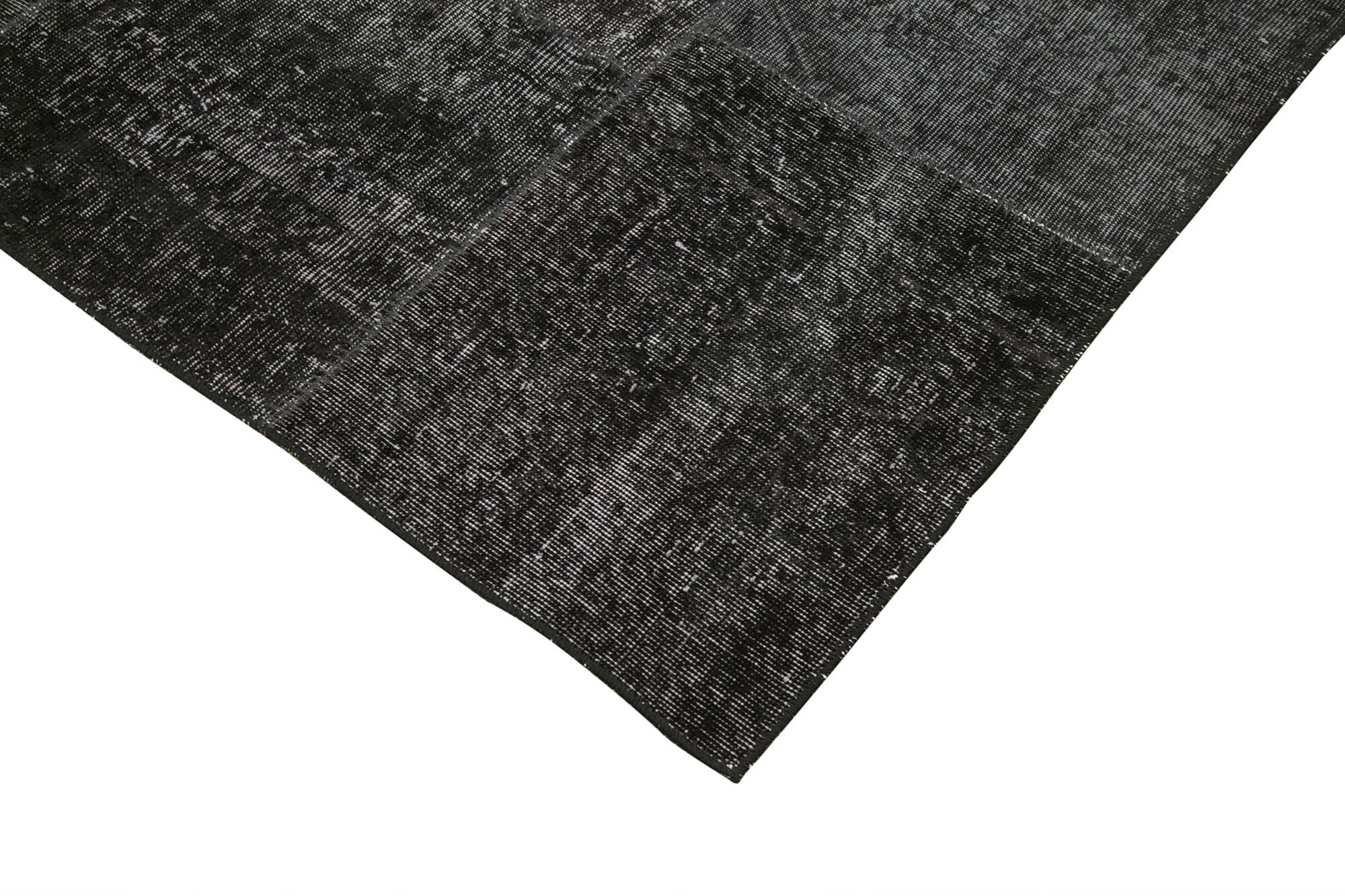 Handmade Patchwork Rug - Black Patchwork Carpet Cotton Wool Blend 6'4''x9'10''