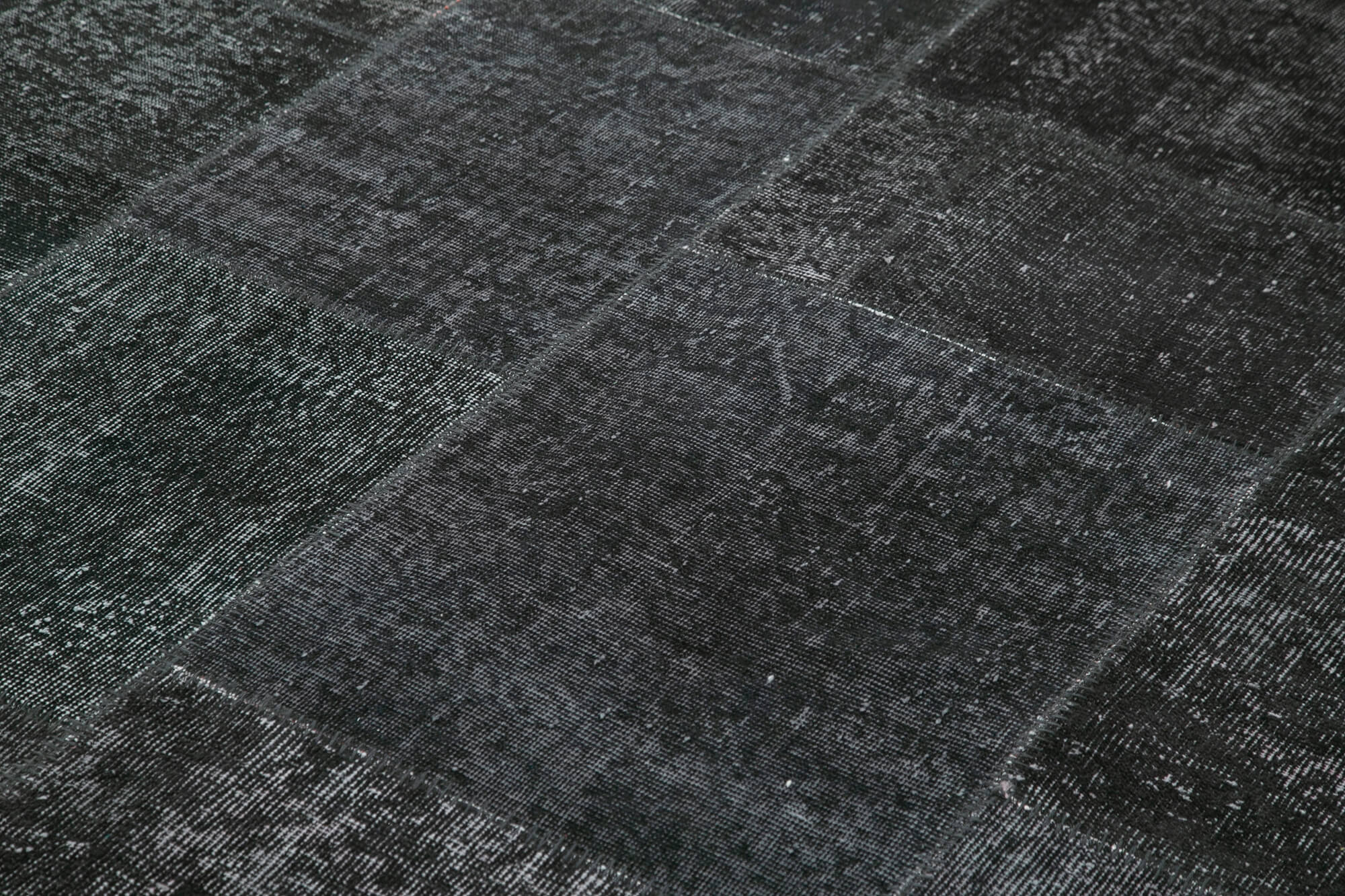 Handmade Patchwork Rug - Black Patchwork Carpet Cotton Wool Blend 6'4''x9'10''
