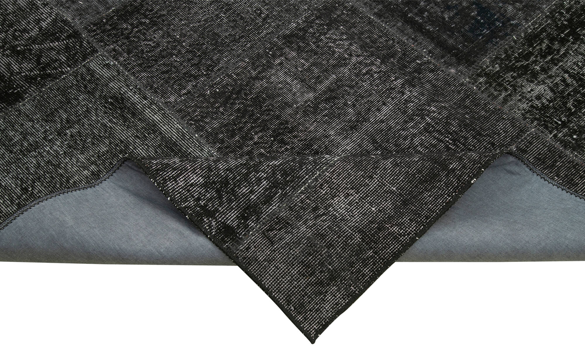 Handmade Patchwork Rug - Black Patchwork Carpet Cotton Wool Blend 6'4''x9'10''