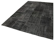 Handmade Patchwork Rug – Black Patchwork Carpet Cotton Wool Vintage Area Rug 6'4'' x 9'10''