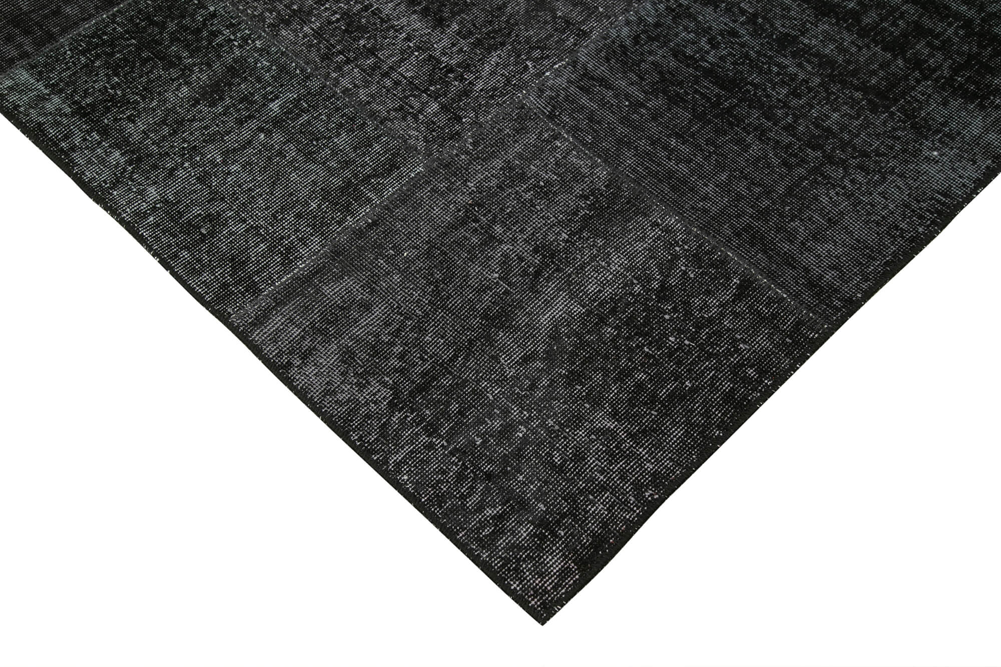 Handmade Patchwork Rug – Black Patchwork Carpet Cotton Wool Vintage Area Rug 6'4'' x 9'10''