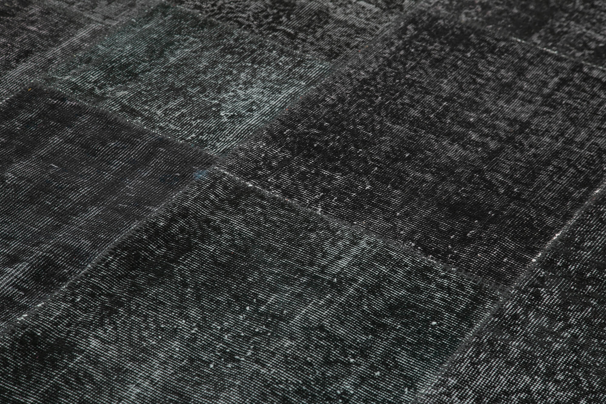 Handmade Patchwork Rug – Black Patchwork Carpet Cotton Wool Vintage Area Rug 6'4'' x 9'10''