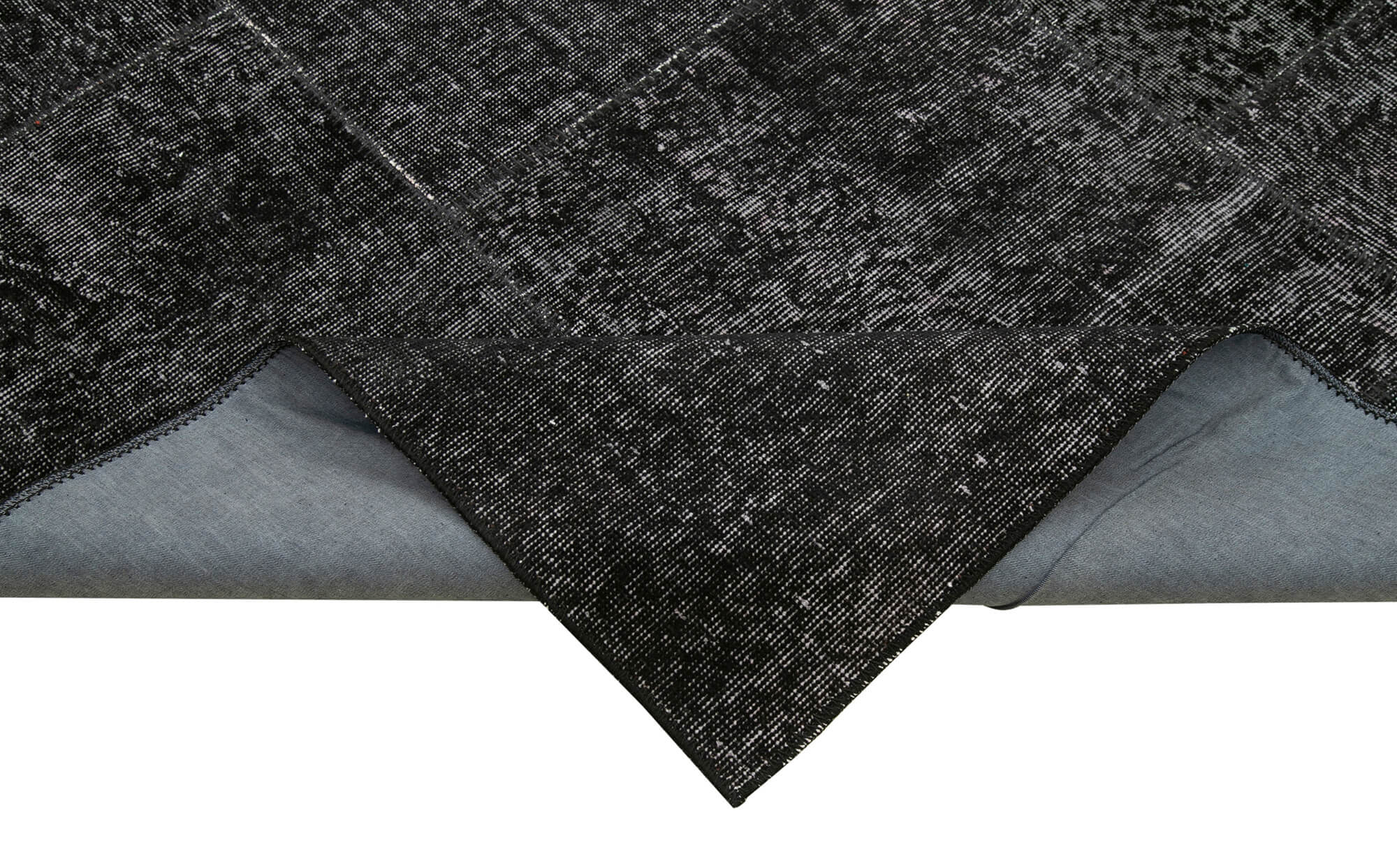 Handmade Patchwork Rug – Black Patchwork Carpet Cotton Wool Vintage Area Rug 6'4'' x 9'10''