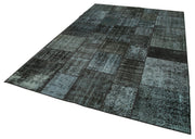 Handmade Patchwork Rug - Kirk Yama Black Cotton Wool Area Rug 6'7" x 9'10"