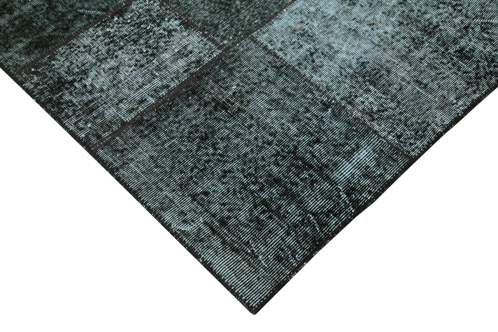 Handmade Patchwork Rug - Kirk Yama Black Cotton Wool Area Rug 6'7" x 9'10"