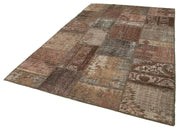 Handmade Patchwork Area Rug - Brown Patchwork Carpet, Soft Wool & Durable Cotton