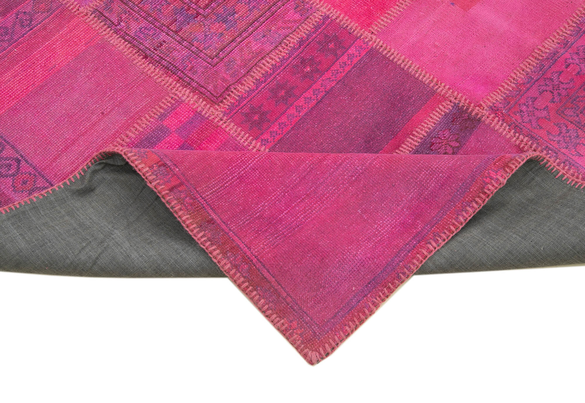 Handmade Area Rug – Kirk Yama Pink Patchwork Cotton Wool 6x10 Rug