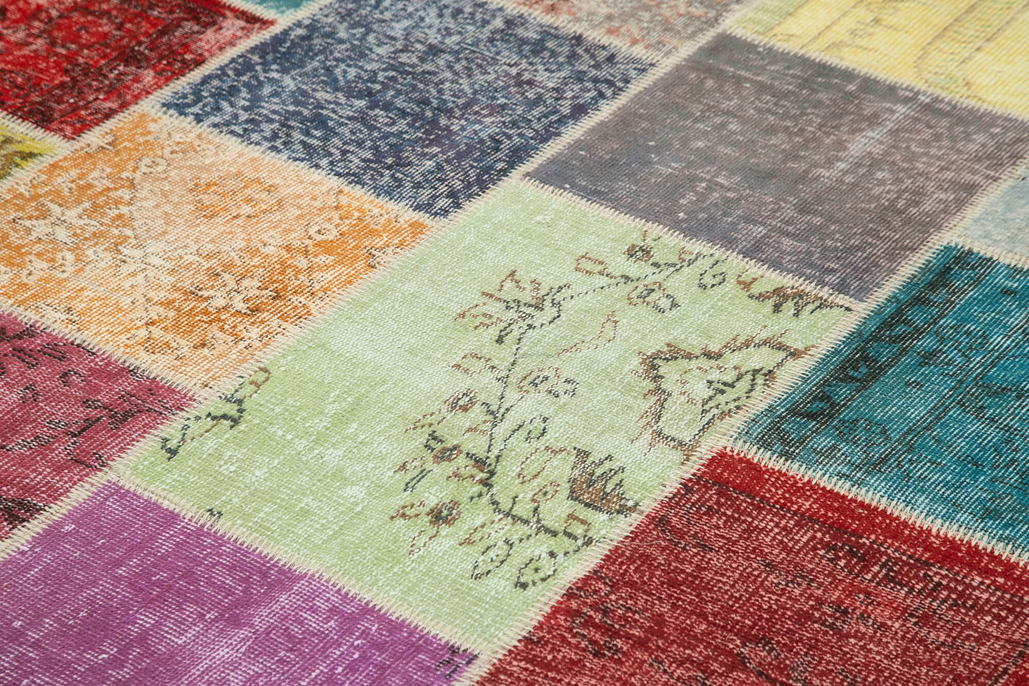 Kirk Yama Grey Patchwork Cotton Wool Handmade Area Rug 6'9'' x 9'10''