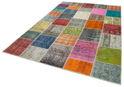 Handmade Patchwork Rug - Kirk Yama Grey Cotton Wool 6x9 Feet Area Rug