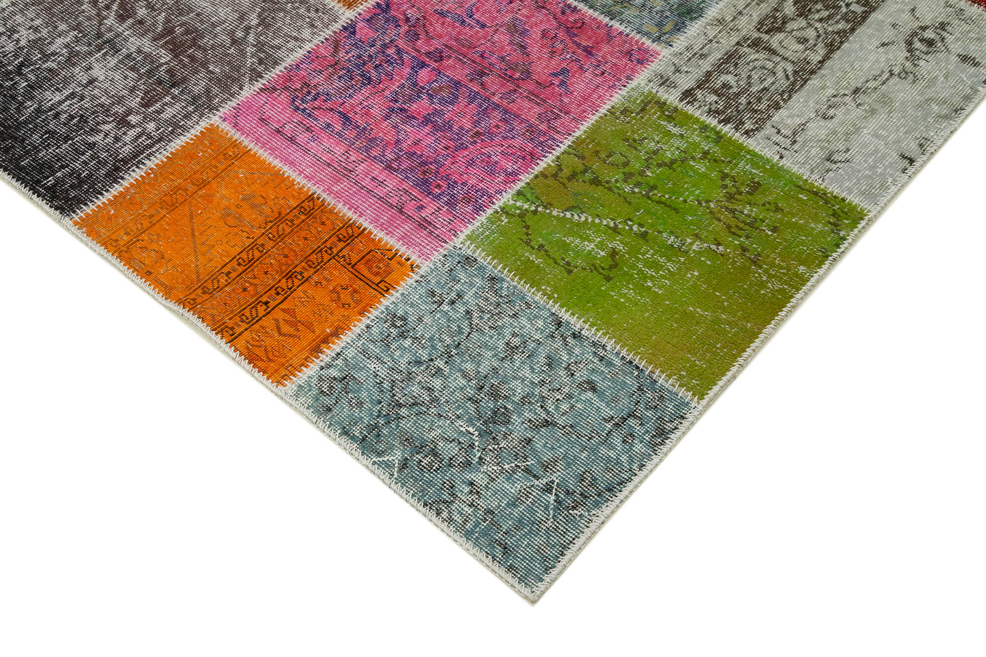 Handmade Patchwork Rug - Kirk Yama Grey Cotton Wool 6x9 Feet Area Rug
