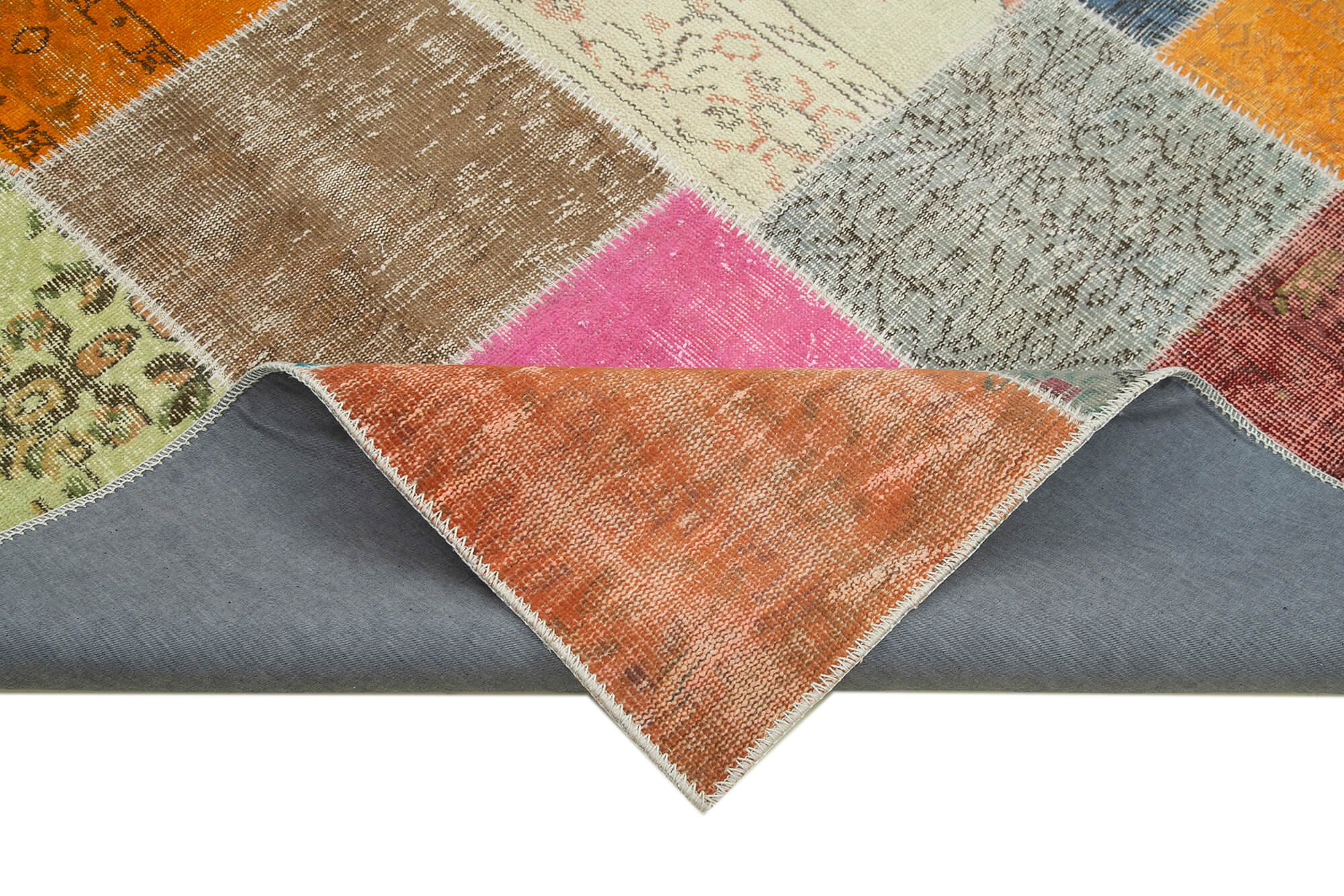 Handmade Patchwork Rug - Kirk Yama Grey Cotton Wool 6x9 Feet Area Rug