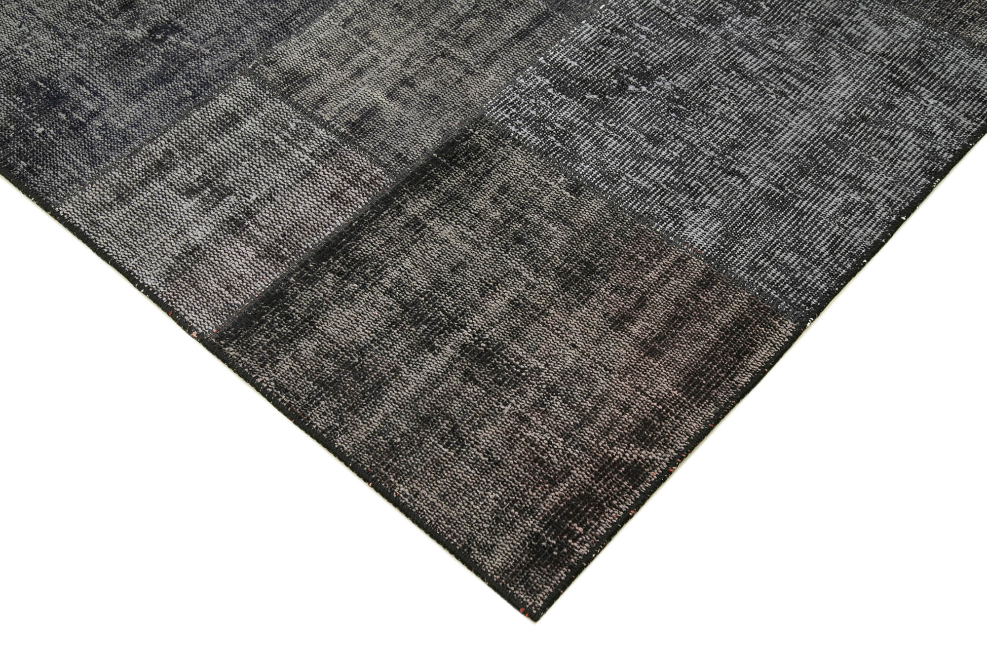 Handmade Patchwork Rug – Kirk Yama Black Cotton Wool 6'6''x9'9'' Vintage Area Rug