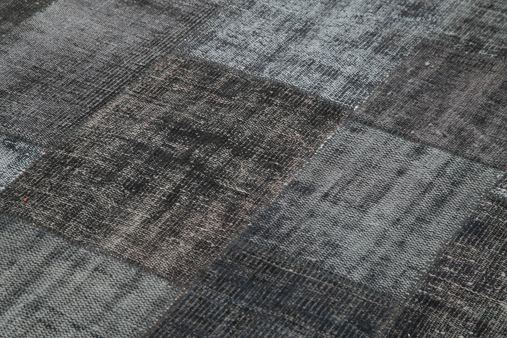 Handmade Patchwork Rug – Kirk Yama Black Cotton Wool 6'6''x9'9'' Vintage Area Rug