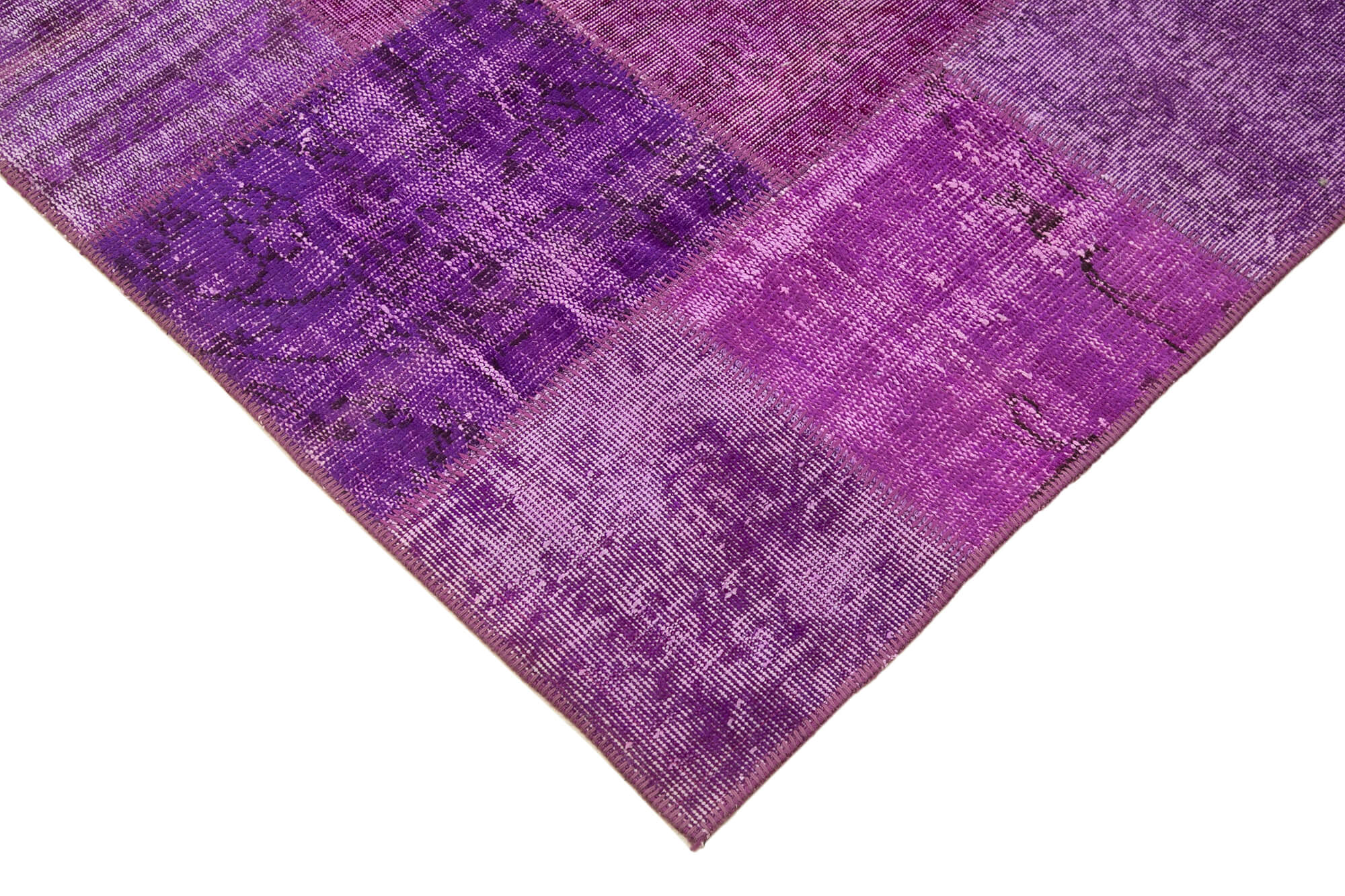 Handmade Patchwork Rug - Purple Patchwork Design Cotton Wool Rug 6'3''x9'10''