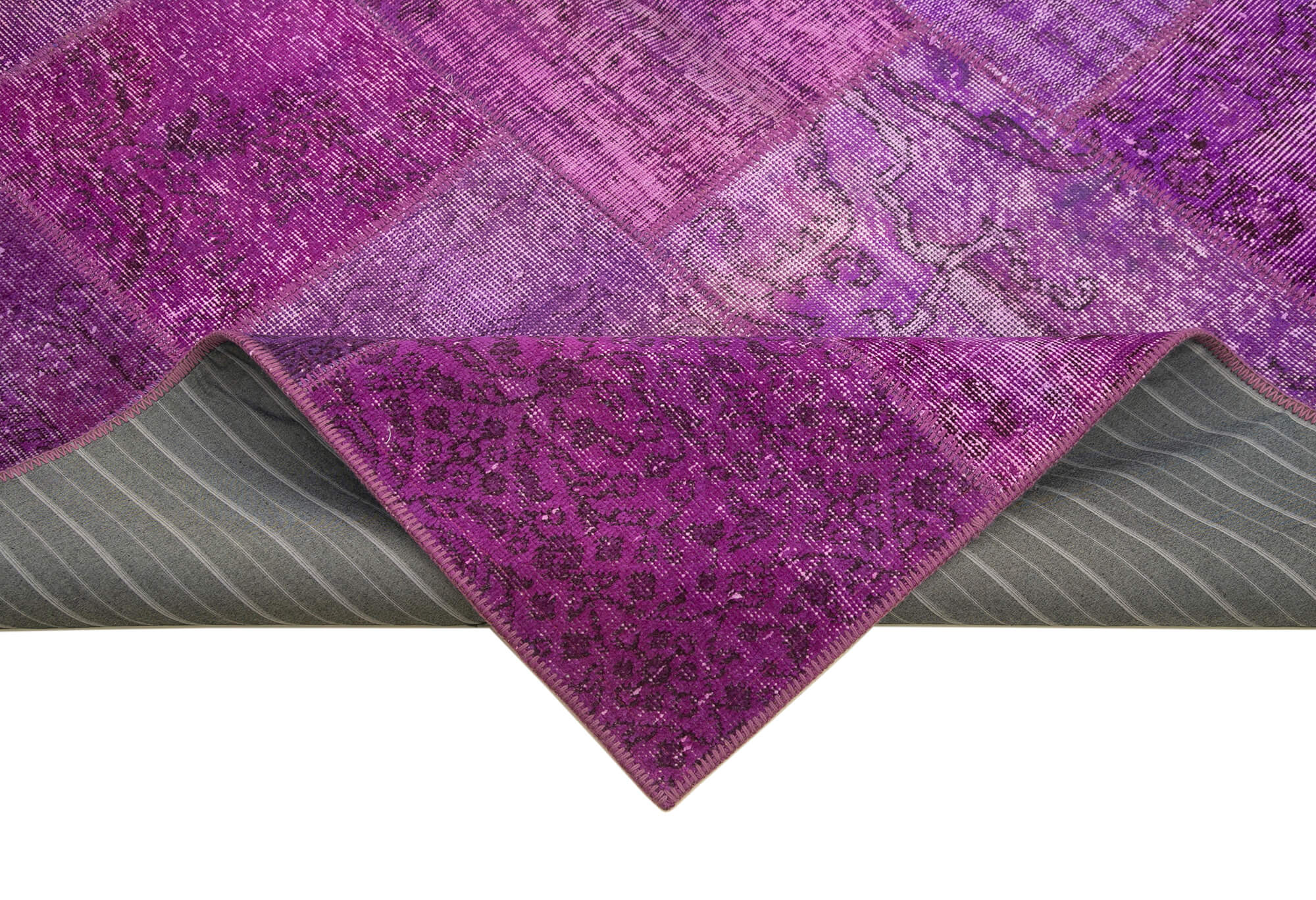 Handmade Patchwork Rug - Purple Patchwork Design Cotton Wool Rug 6'3''x9'10''