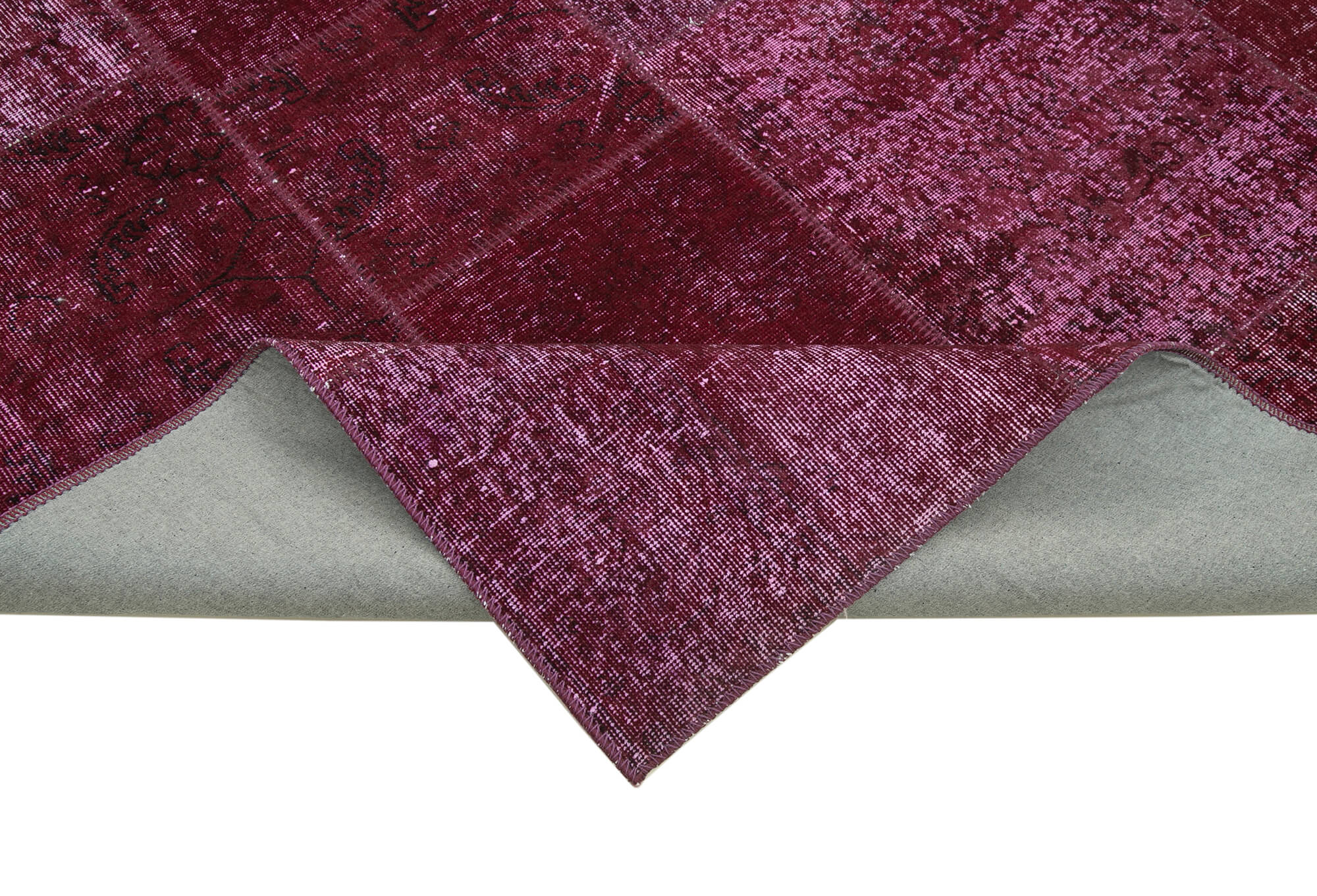 Handmade Area Rug - Red Patchwork Carpet | Cotton Wool Vintage Hand Woven Rug 6'6"x9'10"