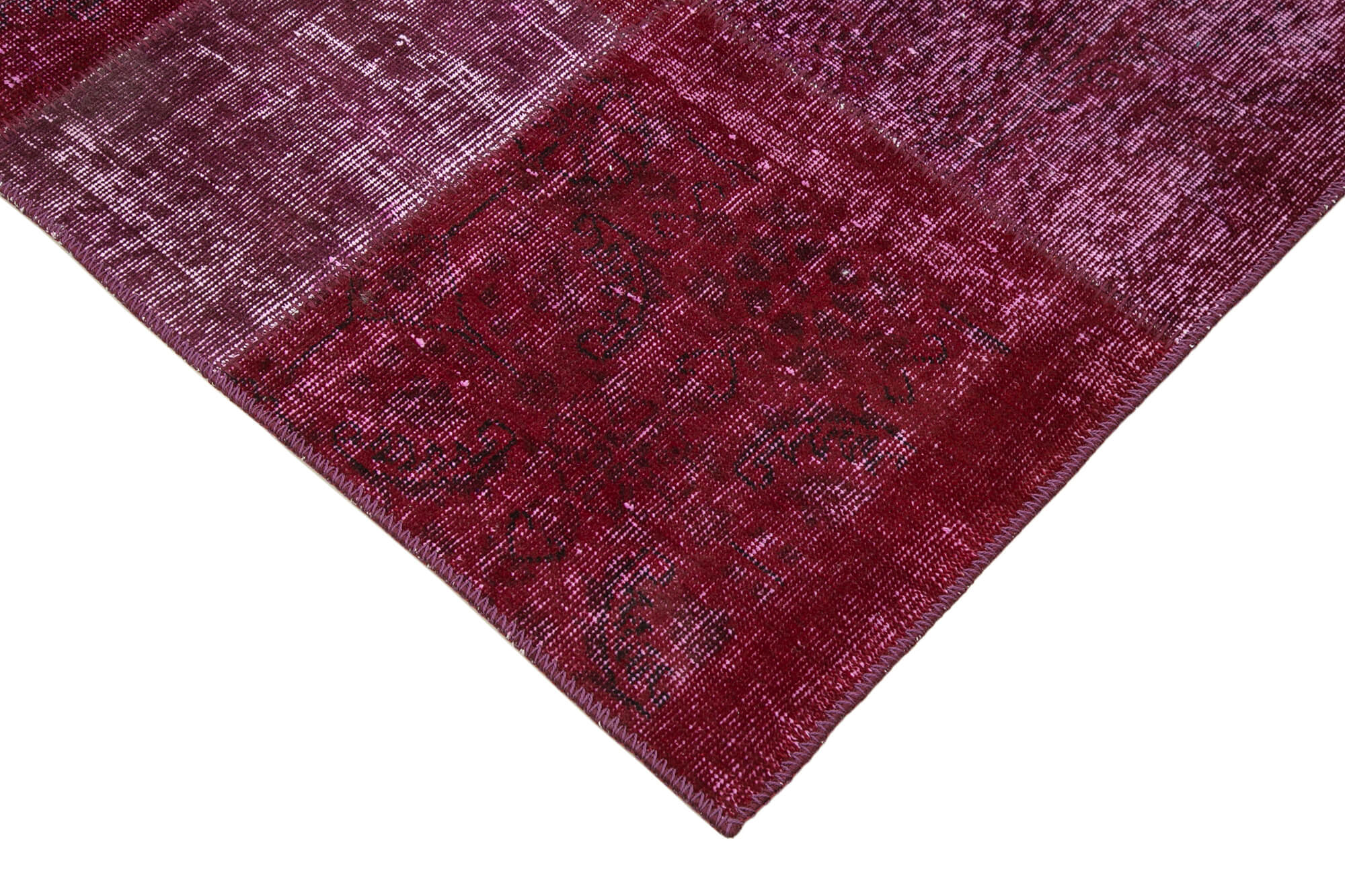 Handmade Area Rug - Red Patchwork Cotton Wool Vintage Turkish Carpet 6'6"x9'10"