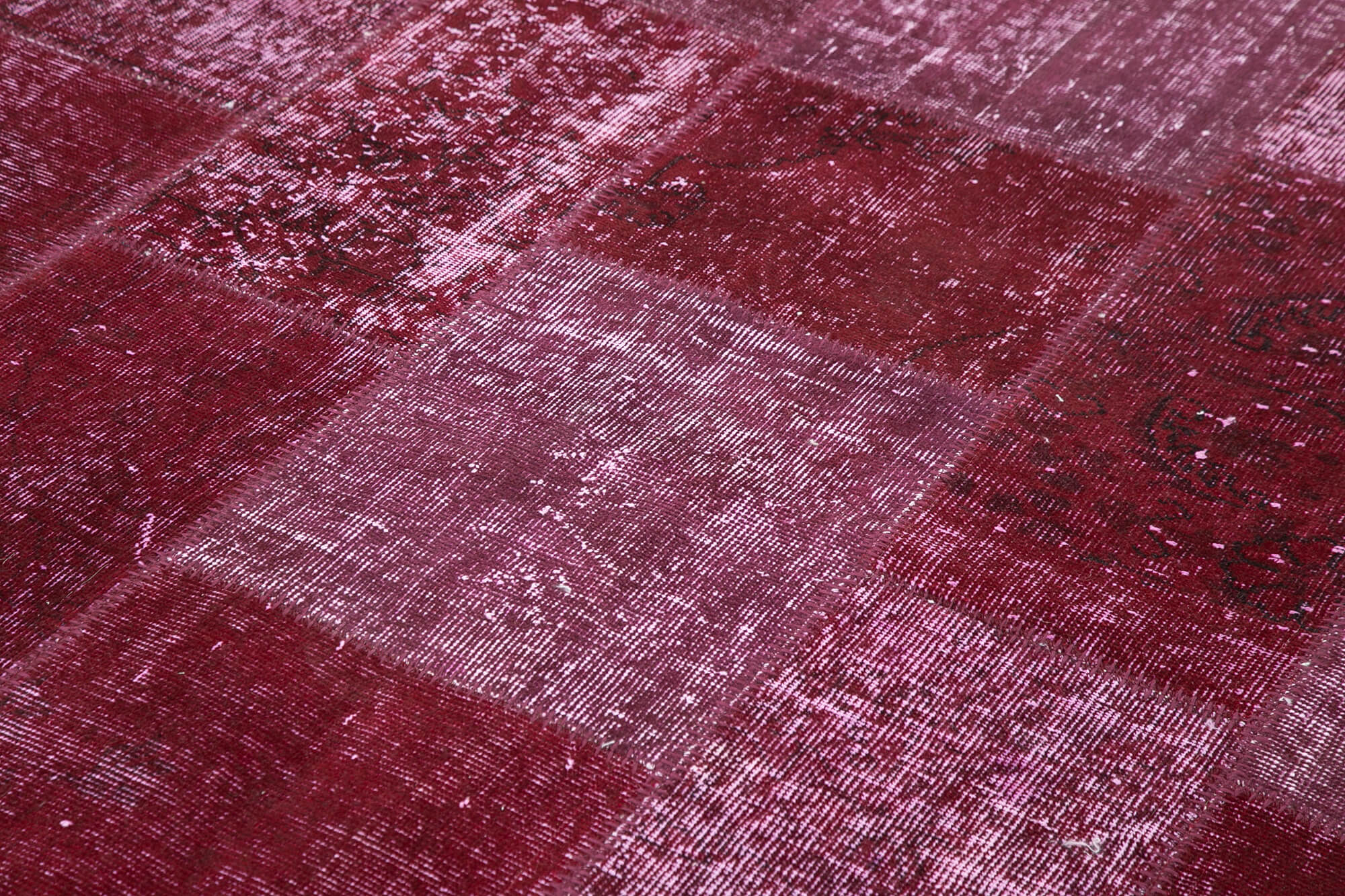 Handmade Area Rug - Red Patchwork Cotton Wool Vintage Turkish Carpet 6'6"x9'10"