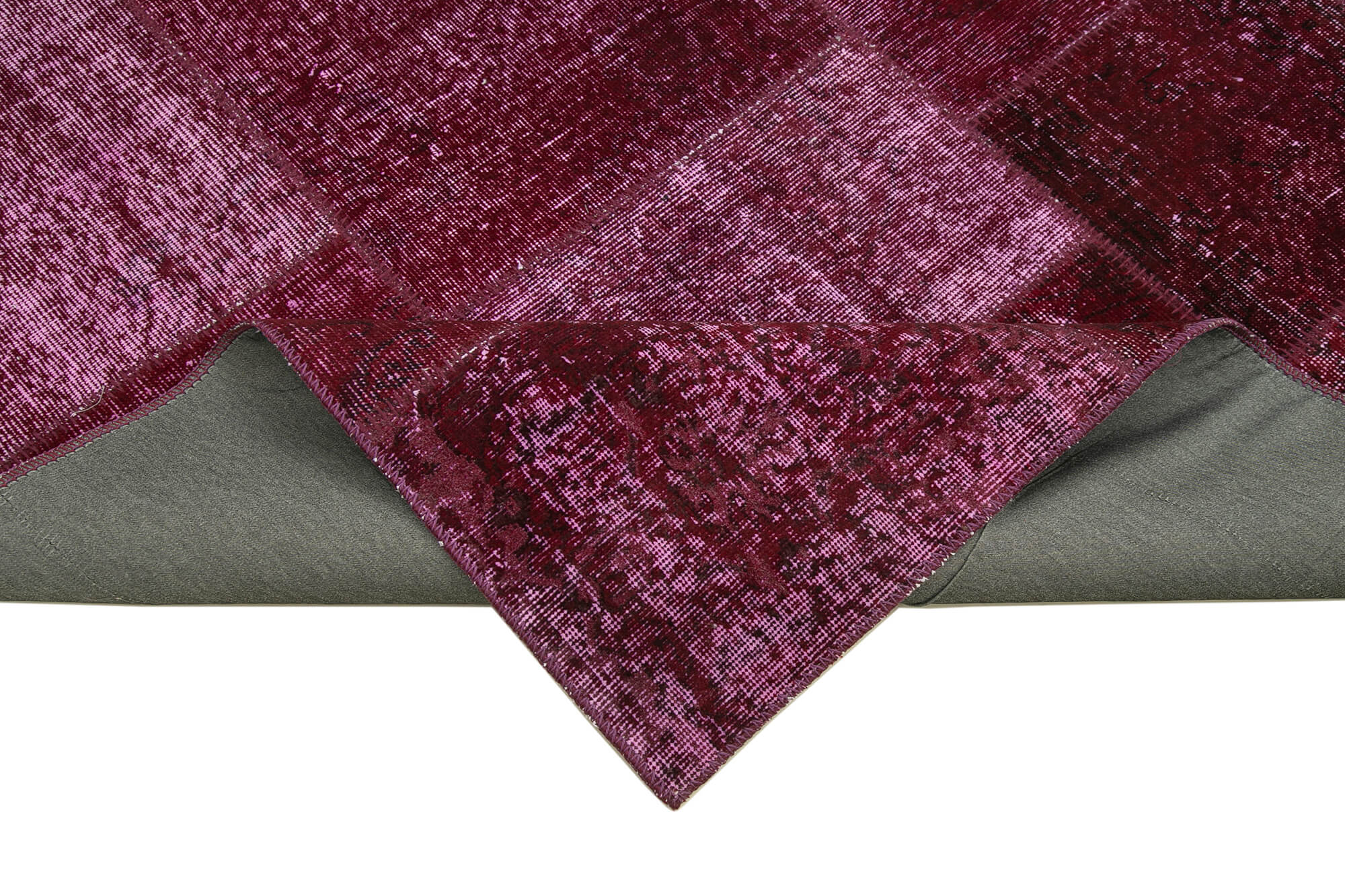 Handmade Area Rug – Kirk Yama Red Patchwork Cotton Wool Vintage Carpet 6'4''x9'10''