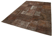 Handmade Patchwork Rug - Brown Cotton Wool Rug 6'8'' x 9'11'' with Decorative Style