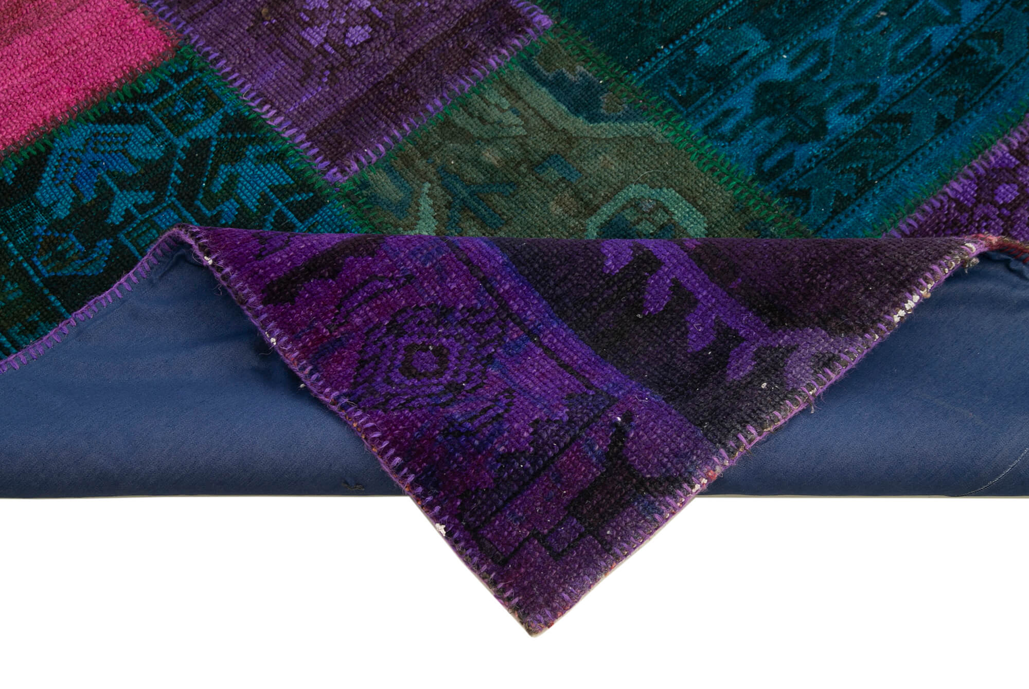 Handmade Area Rug - Kirk Yama Grey Patchwork Cotton Wool Carpet 6'8''x10'2''