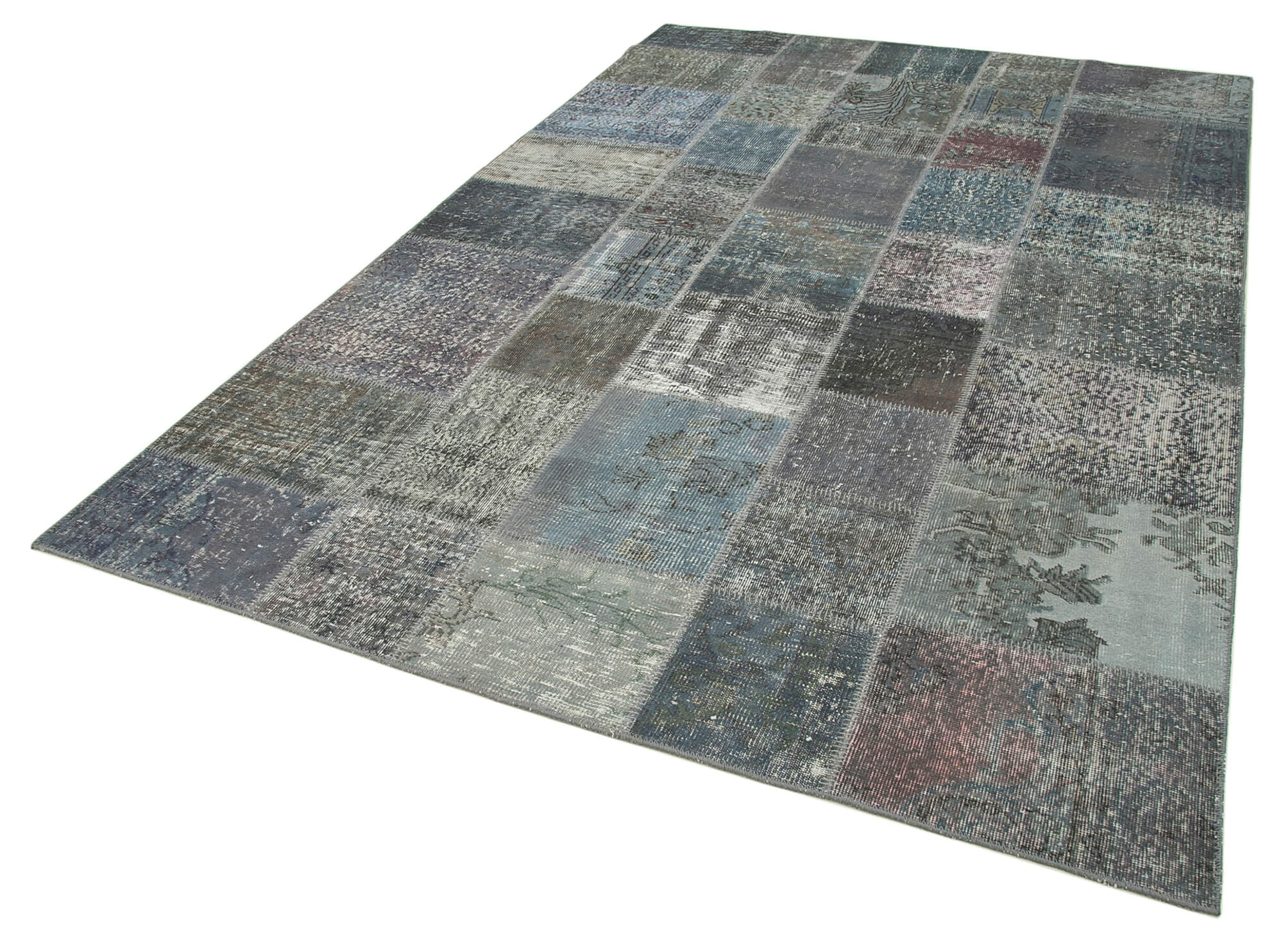 Handmade Patchwork Rug - Kirk Yama Grey Cotton Wool Area Rug 6'6''x9'10''