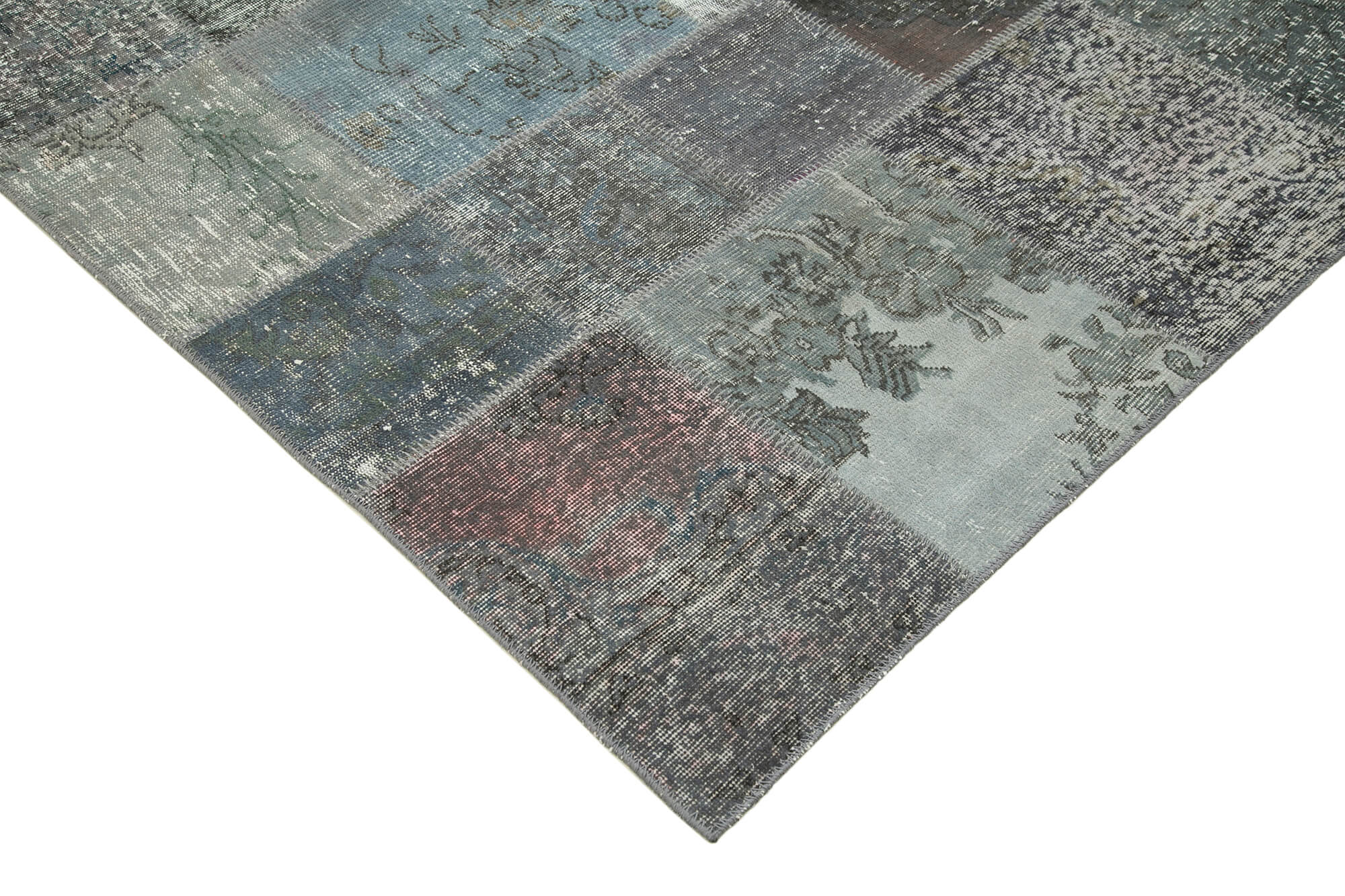 Handmade Patchwork Rug - Kirk Yama Grey Cotton Wool Area Rug 6'6''x9'10''