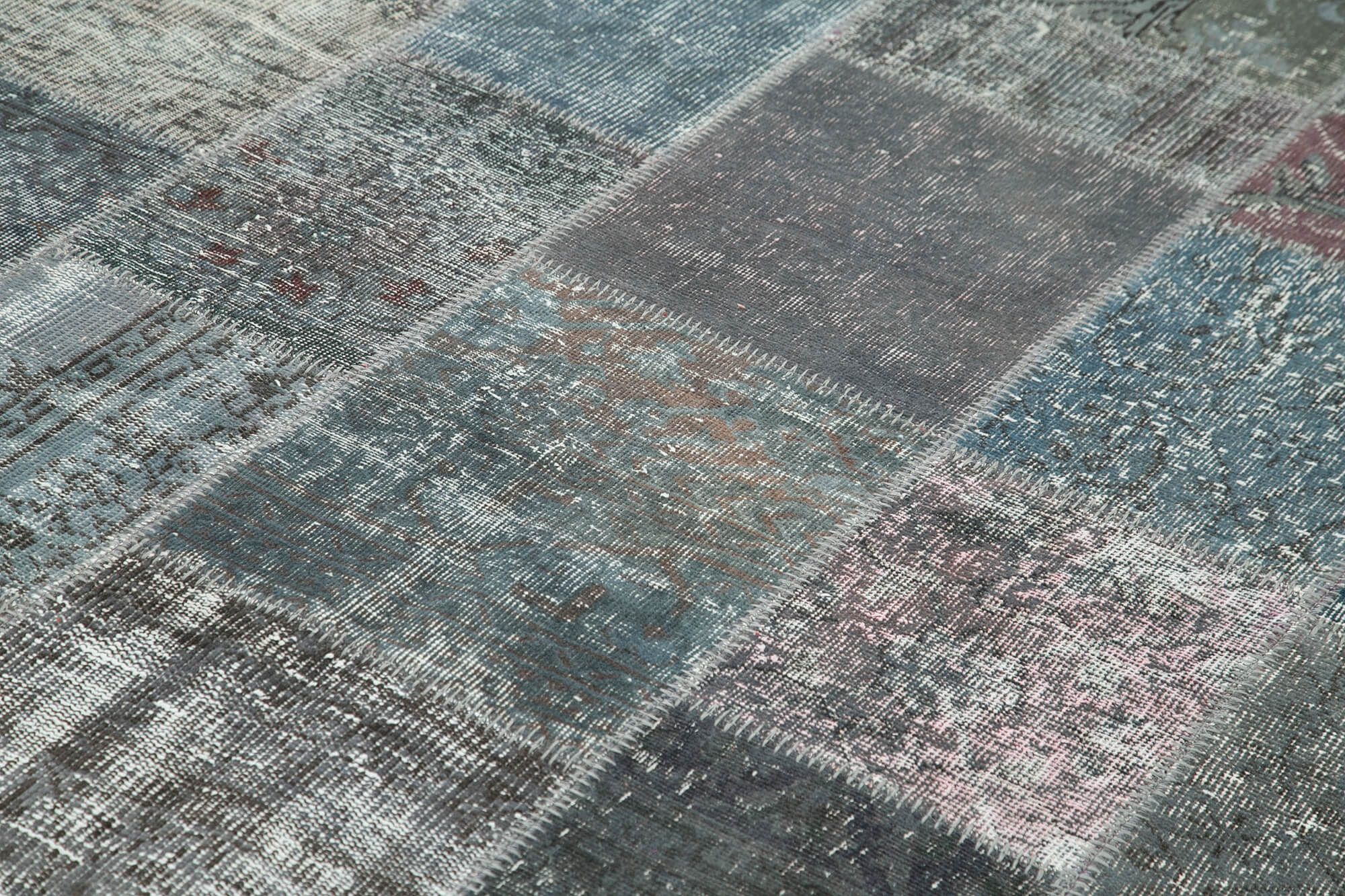 Handmade Patchwork Rug - Kirk Yama Grey Cotton Wool Area Rug 6'6''x9'10''