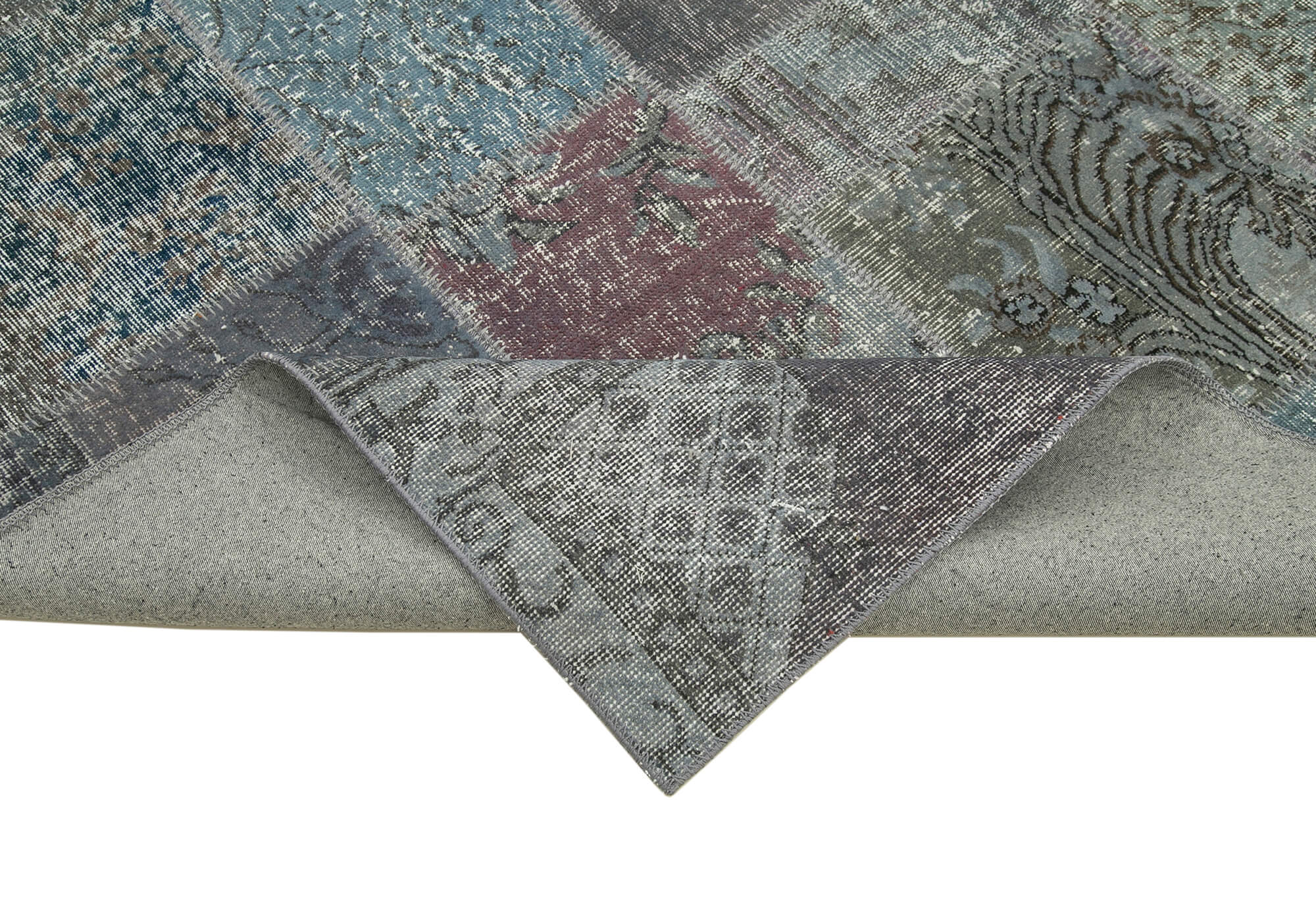 Handmade Patchwork Rug - Kirk Yama Grey Cotton Wool Area Rug 6'6''x9'10''