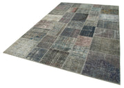 Handmade Patchwork Rug | Kirk Yama Grey Cotton Wool Vintage Area Rug