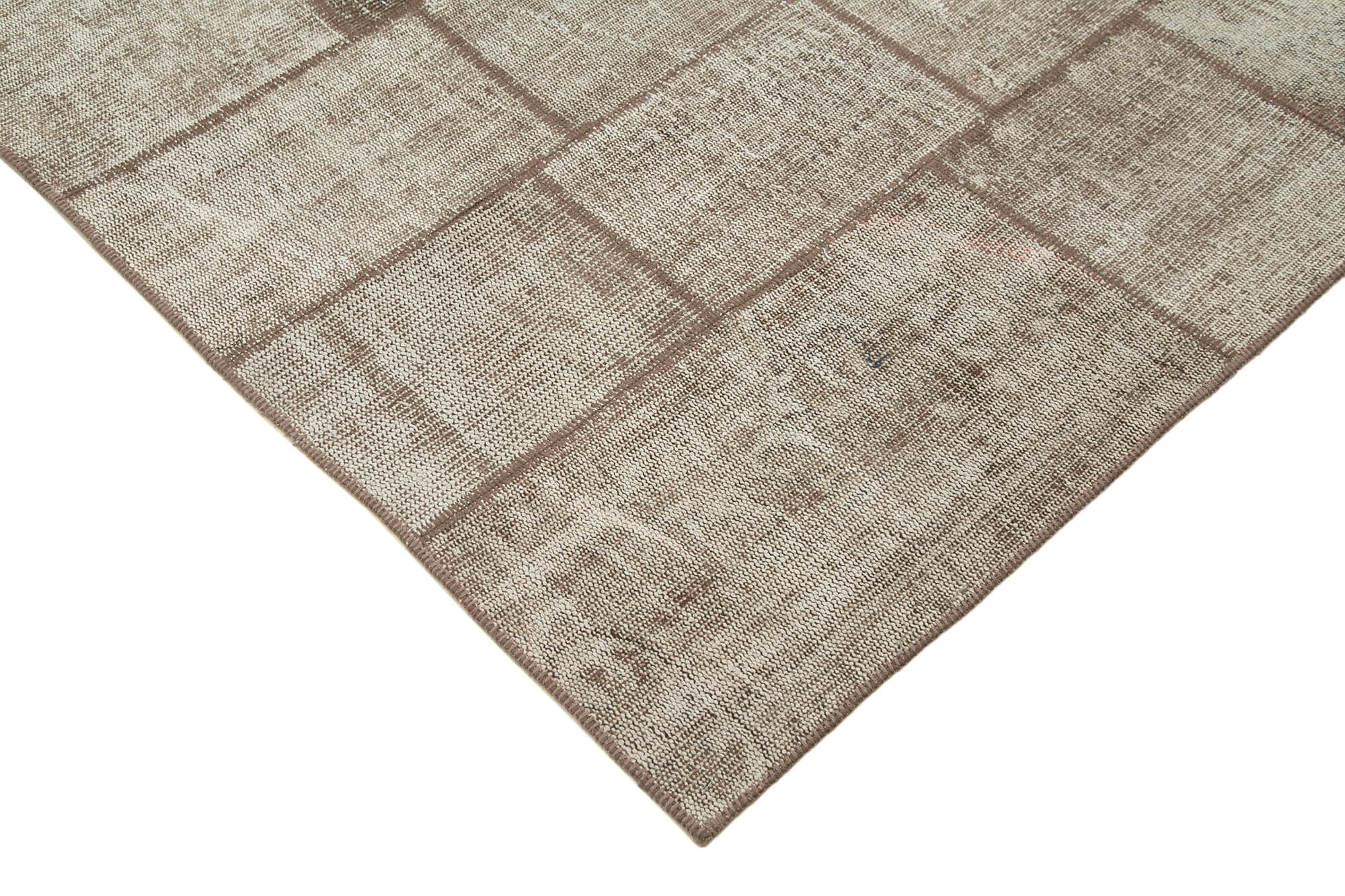 Handmade Patchwork Rug - Brown Patchwork Carpet Cotton Wool Area Rug 6'8'' x 9'9''