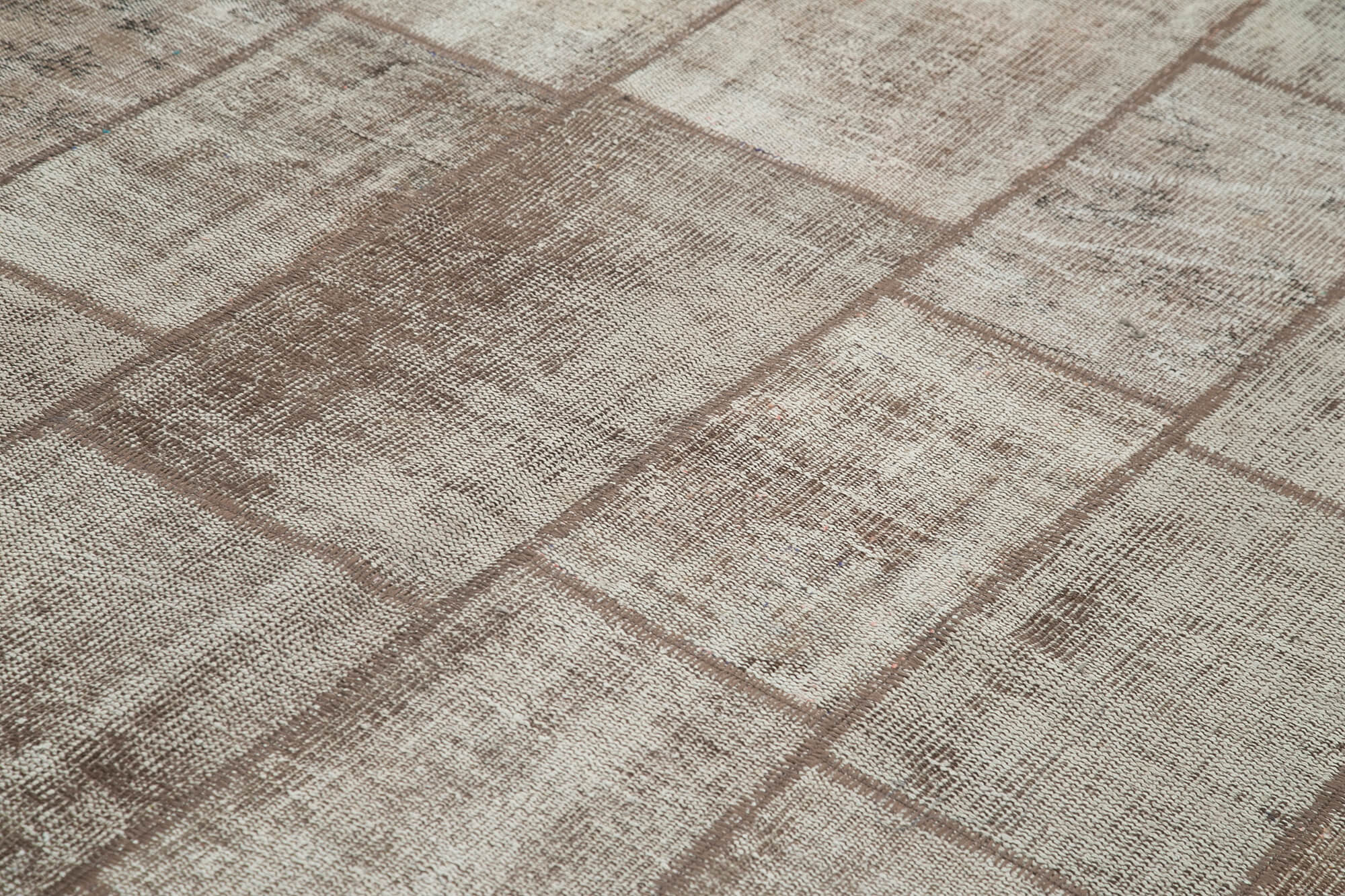Handmade Patchwork Rug - Brown Patchwork Carpet Cotton Wool Area Rug 6'8'' x 9'9''