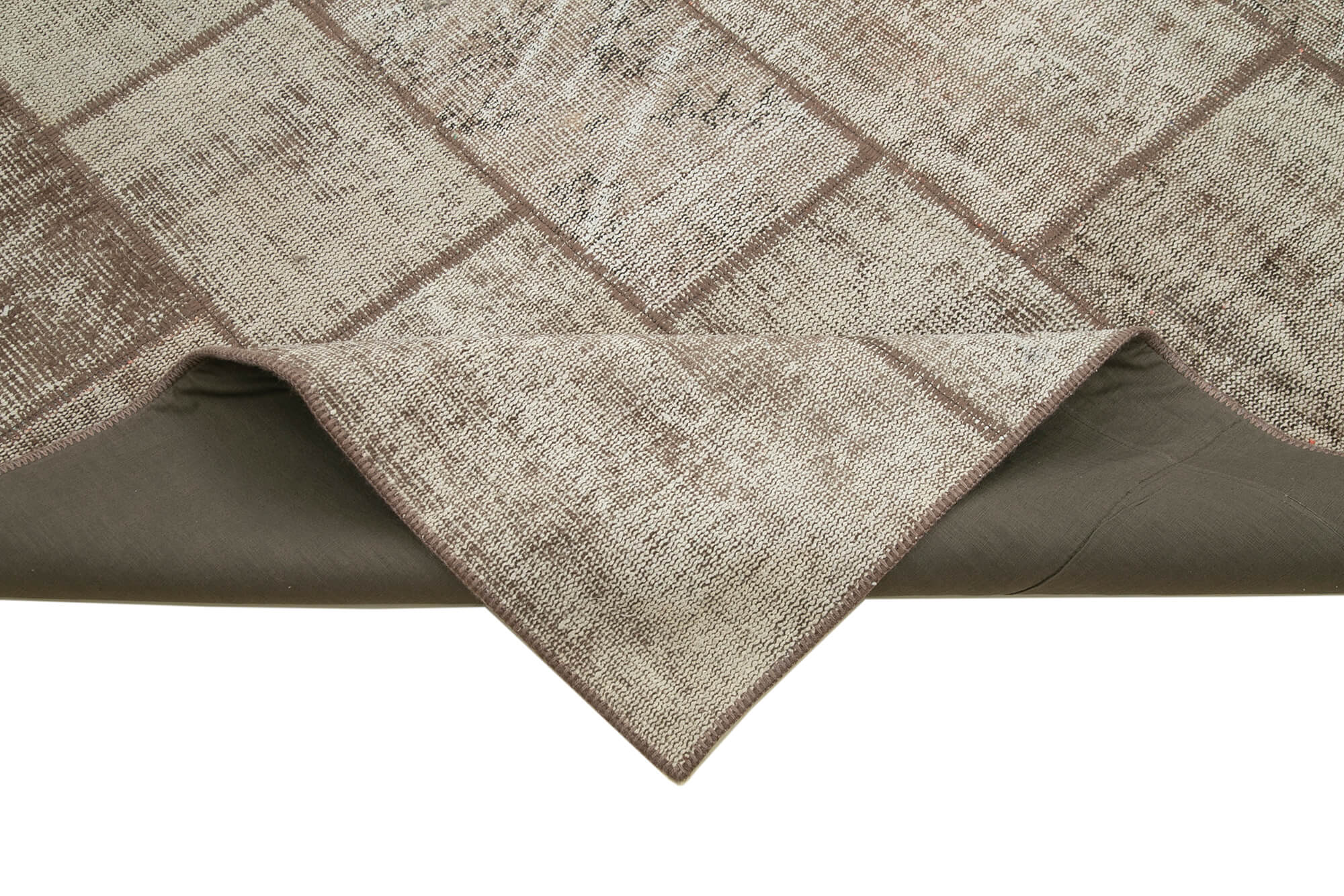Handmade Patchwork Rug - Brown Patchwork Carpet Cotton Wool Area Rug 6'8'' x 9'9''