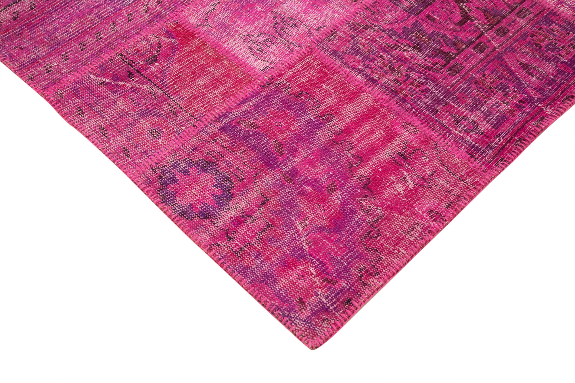 Handmade Patchwork Rug - Kirk Yama Pink Cotton Wool Area Rug 6'9" x 9'11"