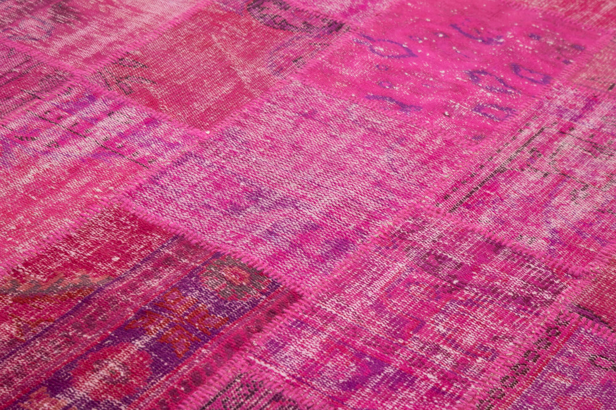 Handmade Patchwork Rug - Kirk Yama Pink Cotton Wool Area Rug 6'9" x 9'11"