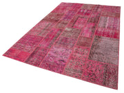 Handmade Patchwork Rug - Kirk Yama Pink Cotton Wool Area Rug 6'1" x 9'5"
