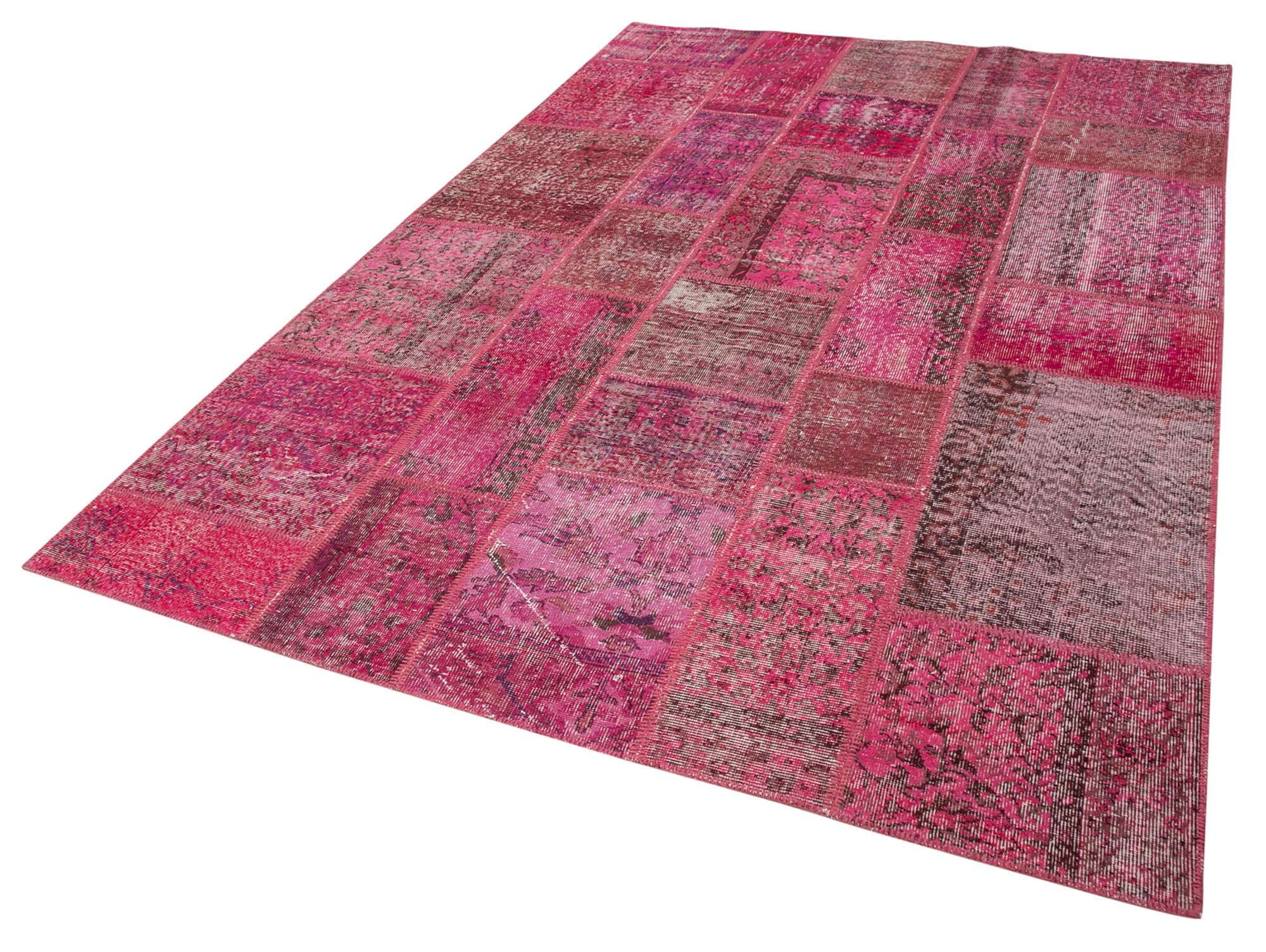 Handmade Patchwork Rug - Kirk Yama Pink Cotton Wool Area Rug 6'1" x 9'5"