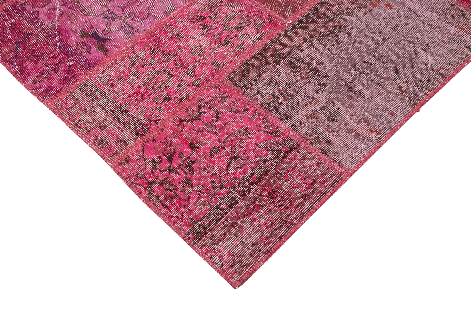 Handmade Patchwork Rug - Kirk Yama Pink Cotton Wool Area Rug 6'1" x 9'5"