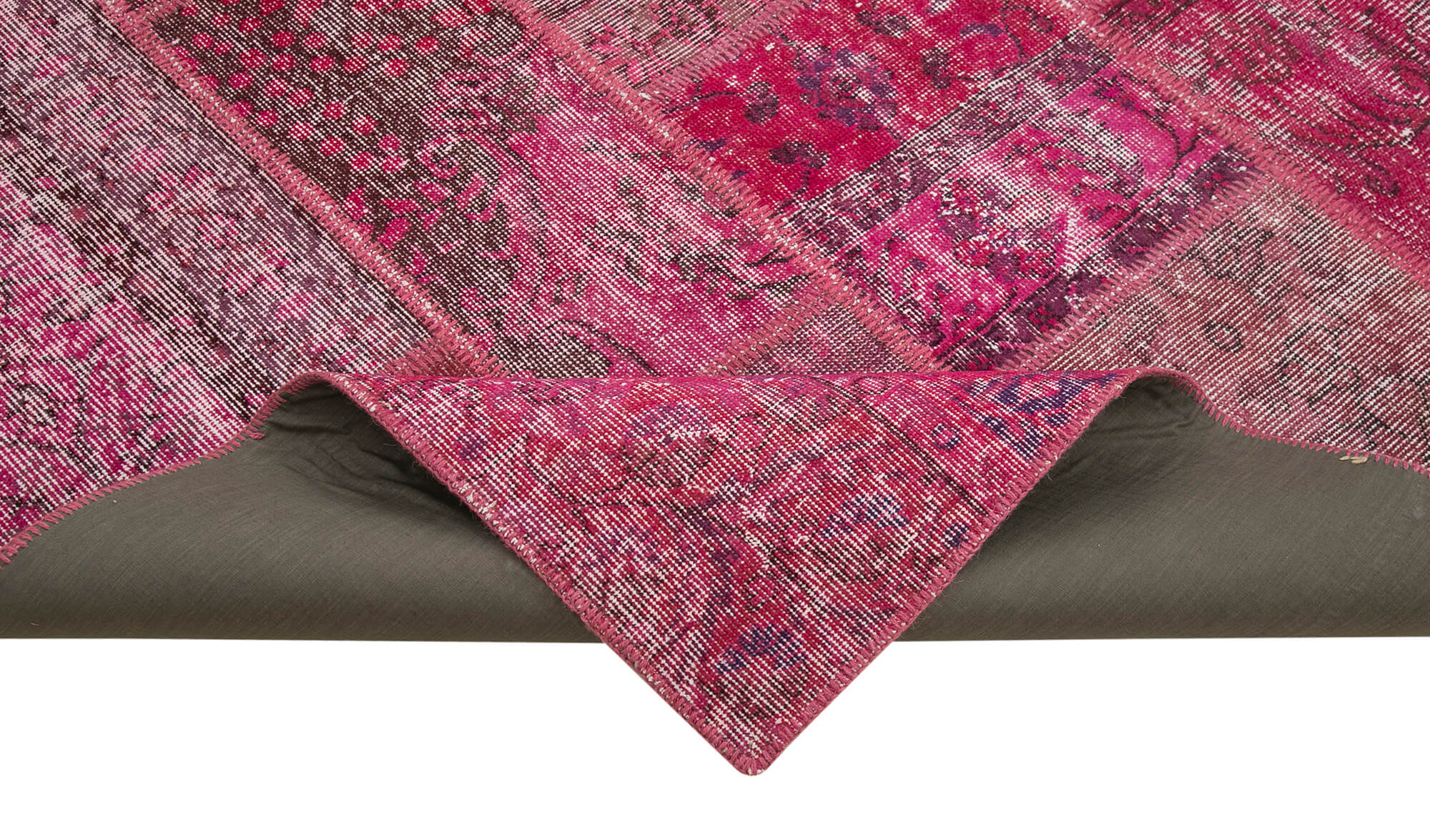 Handmade Patchwork Rug - Kirk Yama Pink Cotton Wool Area Rug 6'1" x 9'5"