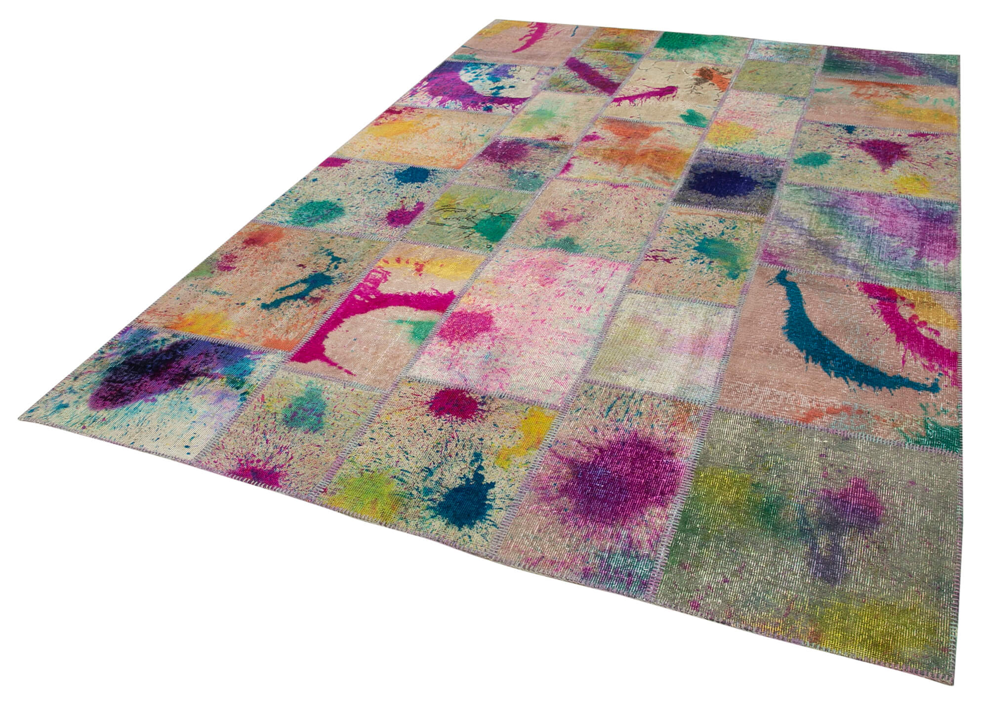 Handmade Patchwork Rug - Kirk Yama Grey Cotton Wool Area Carpet 6'8''x9'10''