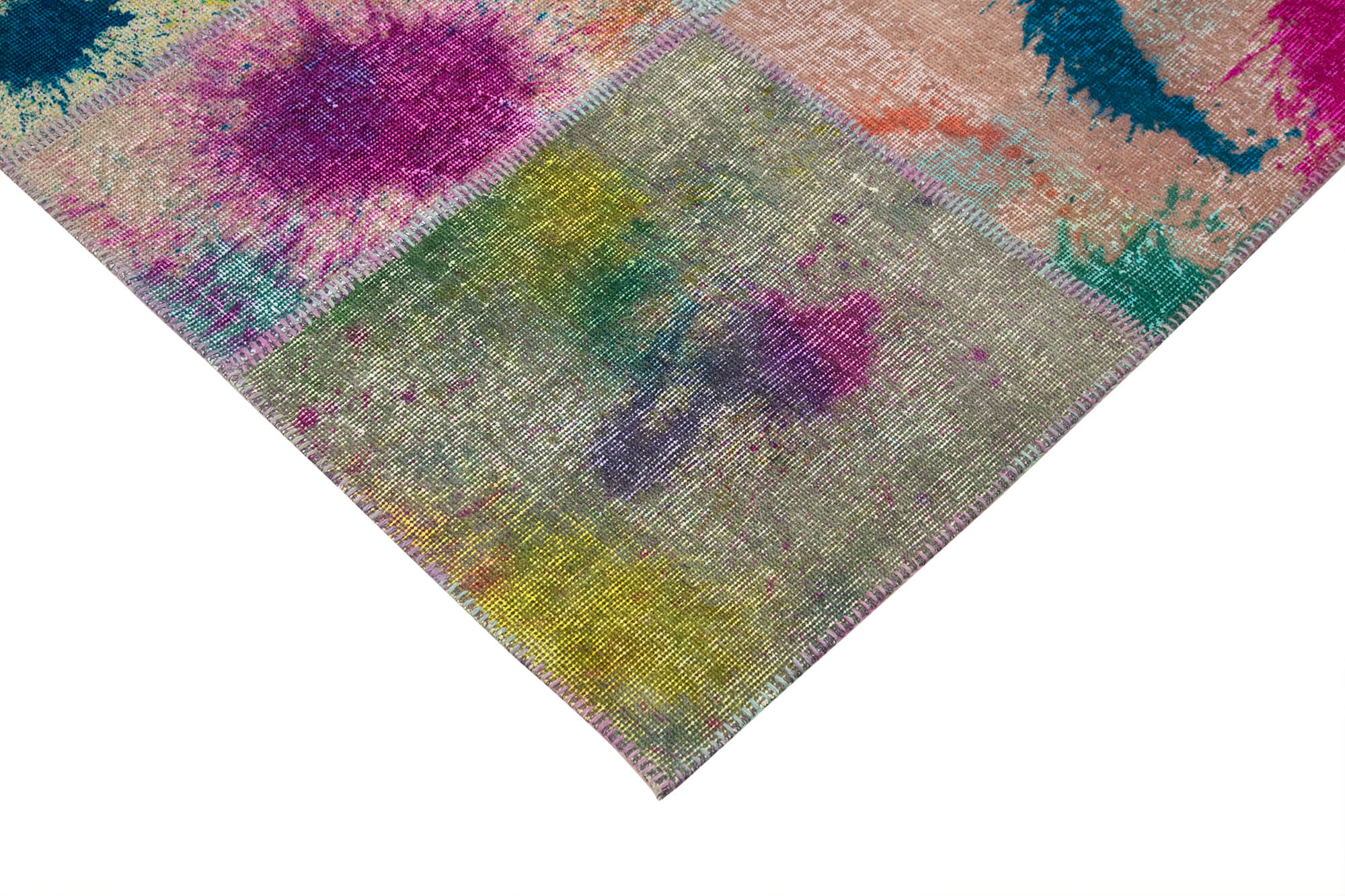 Handmade Patchwork Rug - Kirk Yama Grey Cotton Wool Area Carpet 6'8''x9'10''