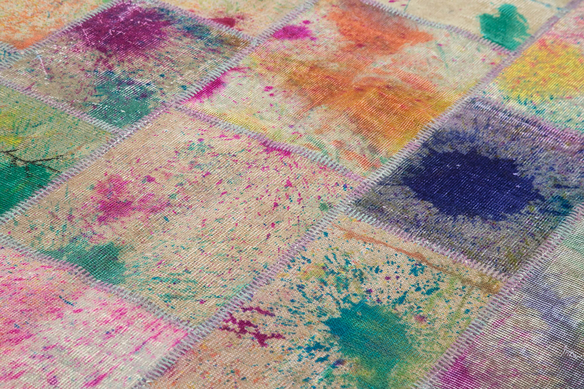 Handmade Patchwork Rug - Kirk Yama Grey Cotton Wool Area Carpet 6'8''x9'10''