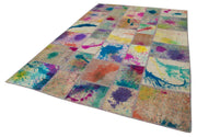 Handmade Patchwork Rug - Vintage Hand Woven Carpet | Durable Cotton Wool Rug Grey 6'8''x9'11''