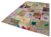 Handmade Wool Area Rug - Kirk Yama Grey Patchwork Cotton Wool Rug 6'6''x9'10''
