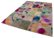 Handmade Patchwork Rug – Grey Patchwork Carpet Cotton Wool Area Rug 6'9" x 9'10"