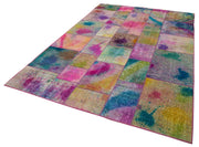 Handmade Wool Area Rug - Kirk Yama Grey Patchwork Cotton Wool Rug 6'6''x9'10''