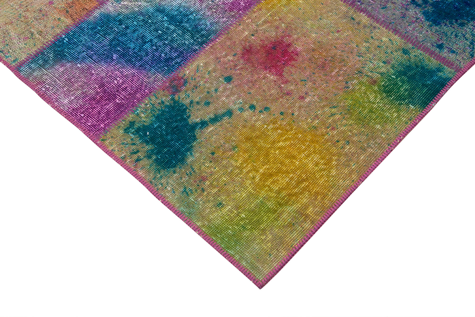 Handmade Wool Area Rug - Kirk Yama Grey Patchwork Cotton Wool Rug 6'6''x9'10''
