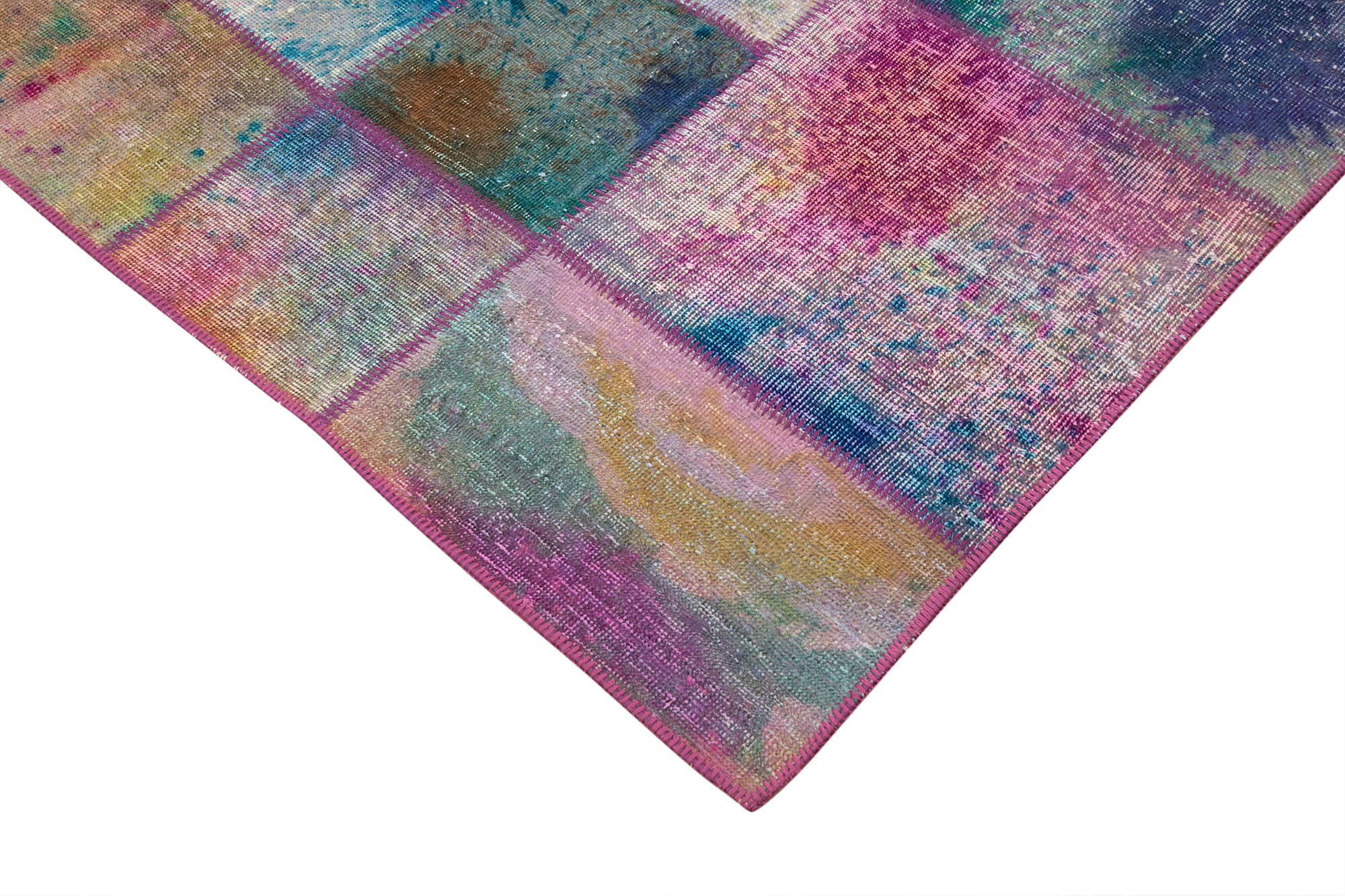 Handmade Area Rug - Kirk Yama Grey Patchwork Cotton Wool Carpet 6'6'' x 9'10''
