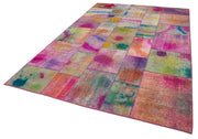 Handmade Wool Area Rug - Kirk Yama Grey Patchwork Cotton Wool Rug 6'6''x9'10''